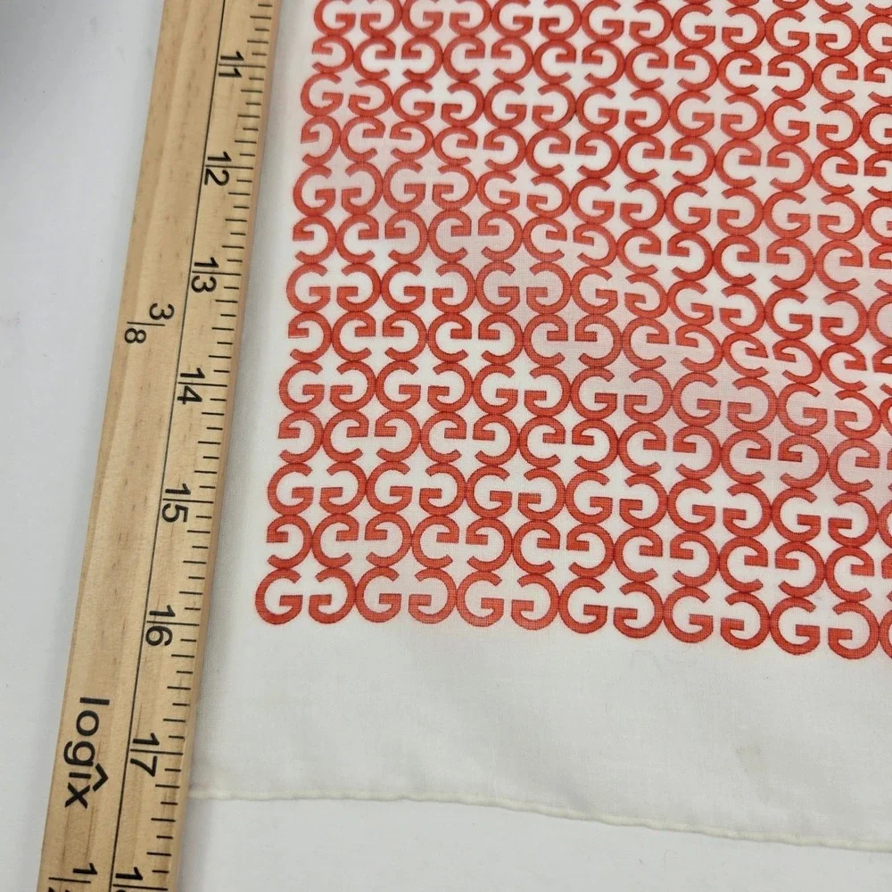 Vintage Gucci Handkerchief Orange Monogram G Fine Cotton Gauze Pocket Square Box